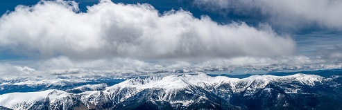 Panoràmica des del cim veient el Salòria, la Màniga i els cims que recorre La Ribalera, la nostra cursa de muntanya!